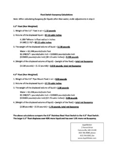 Float Switch Buoyancy Calculations 